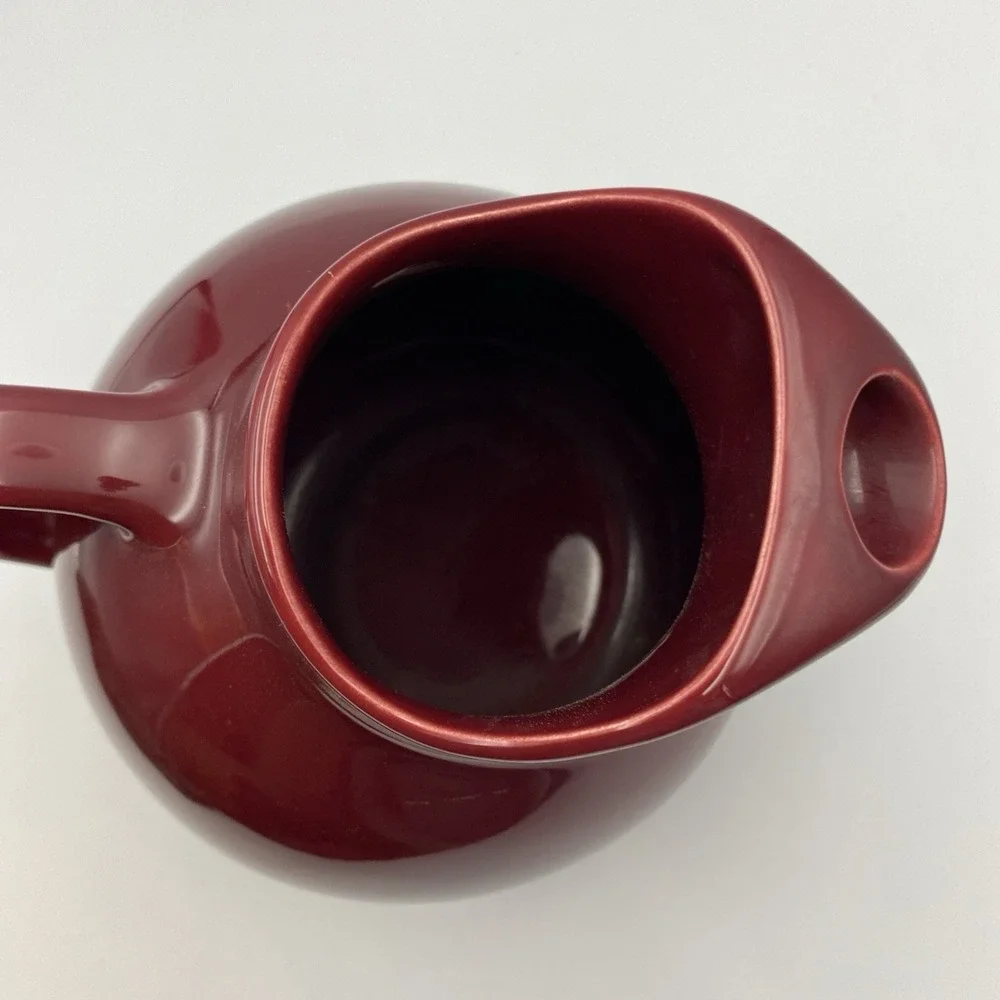 Vintage Franciscan Pottery Ball Pitcher Ice Lip Burgundy Maroon Rare Color MCM